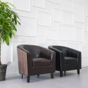 Seashell lænestol i klassisk design i eco læder til stue og venteværelse Rabatter