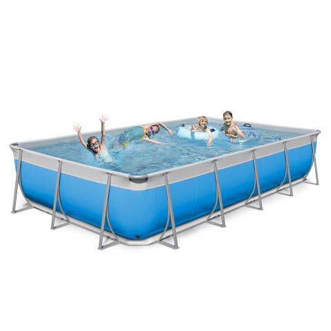 New Plast Futura 650 blå 650x265x125cm rektangulær fritstående ramme pool Kampagne