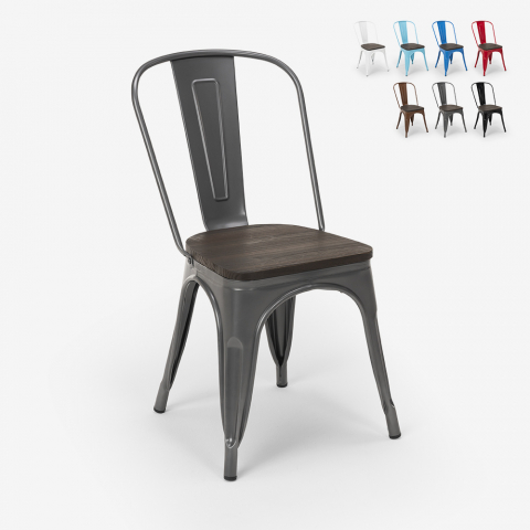 Steel Wood AHD spisebords stol industrielt farverig metal med træ sæde Kampagne