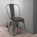 Steel Wood AHD spisebords stol industrielt farverig metal med træ sæde Valgfri