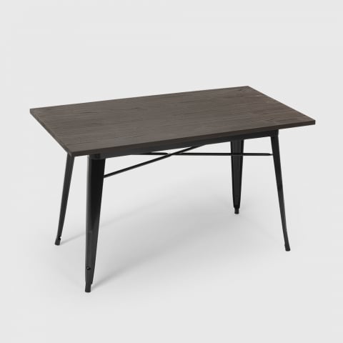 Caupona stål spisestue bord 120x60 cm industrielt design træ bordplade