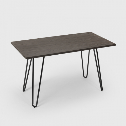Prandium stål spisestue bord 120x60 cm industrielt design træ bordplade