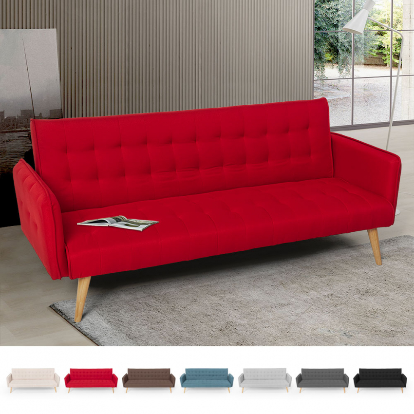 Malibu 3-personers sofa futon sovesofa nordisk design stof i flere farver Mål