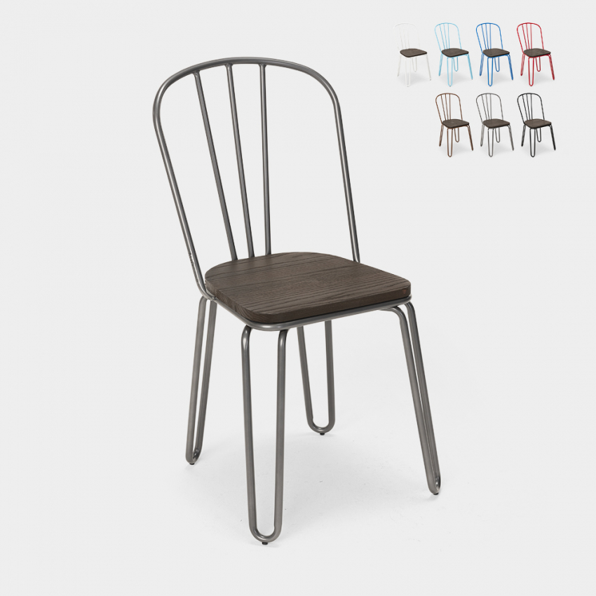 Ferrum AHD spisebords stol industrielt farverig metal design træ sæde Kampagne