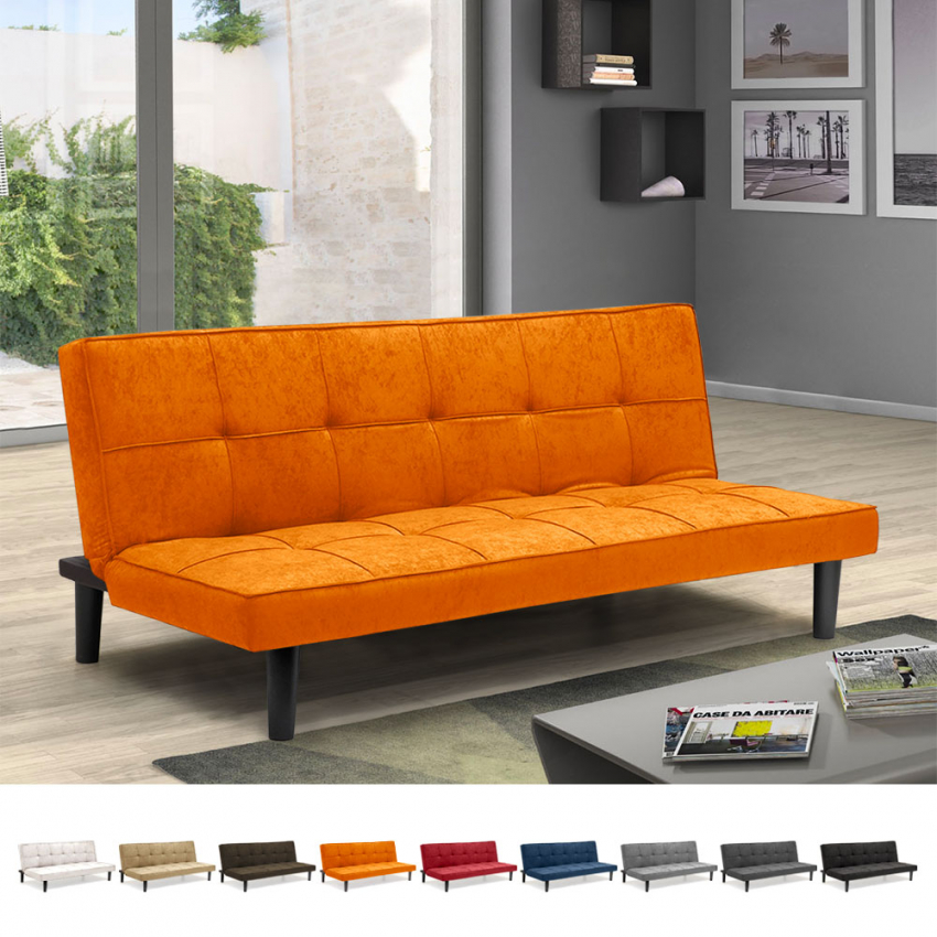 Giada 2 personers sofa futon sovesofa farverig med stofbetræk til stue 
