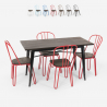 Otis industriel træ stål sæt: 120x60cm spisebord og 4 farverige stole 