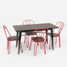 Otis industriel træ stål sæt: 120x60cm spisebord og 4 farverige stole 