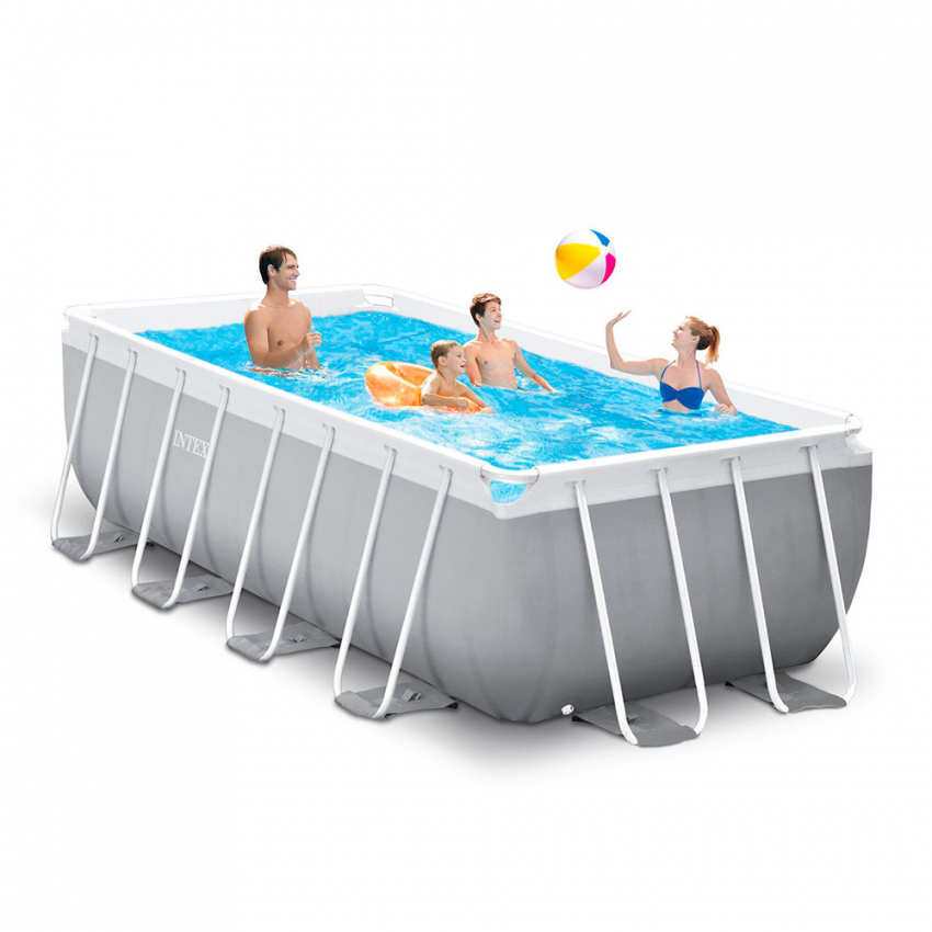 Intex 26790 Prism Frame 400x200x122cm rektangulær fritstående pool bassin Kampagne