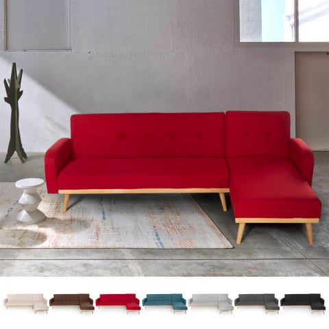 Palmas 3-personers chaiselong sofa futon sovesofa stof i flere farver