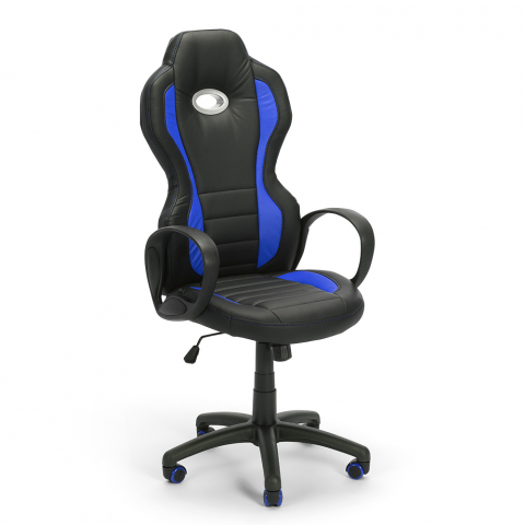 F1 Sky blå design ergonomisk gamer kontorstol i eco læder til gaming