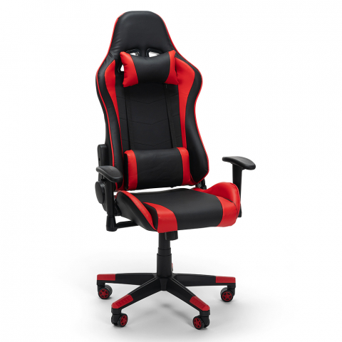 Fire rød racer design ergonomisk gamer kontorstol i eco læder til gaming