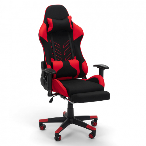 Misano Fire rød racer design ergonomisk gamer kontorstol i stof til gaming