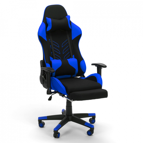 Misano Sky blå racer design ergonomisk gamer kontorstol i stof til gaming