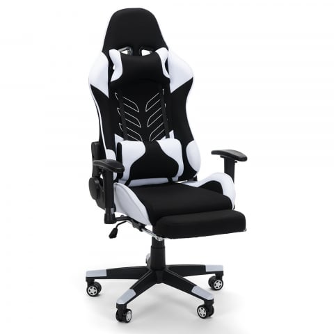 Misano hvid racer design ergonomisk gamer kontorstol i stof til gaming Kampagne