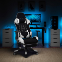 Misano hvid racer design ergonomisk gamer kontorstol i stof til gaming På Tilbud