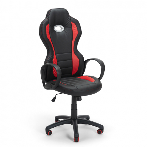 F1 Fire rød design ergonomisk gamer kontorstol i eco læder til gaming