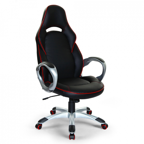Classic Fire rød design ergonomisk gamer kontorstol i eco læder til gaming