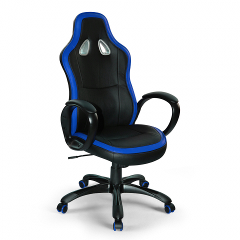 Super Sport Ice blå ergonomisk gamer kontorstol i eco læder til gaming