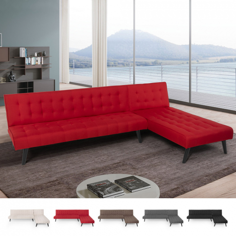 Natal 3-personers chaiselong sofa futon sovesofa stof i flere farver