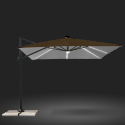 Parasol med decentral stang og justerbar arm med LED sollys 3x3m Paradise Light Brown Rabatter