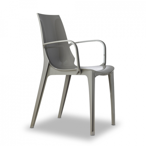 Vanity Arm Scab stabelbare spisebords stol med armlæn i blank plastik