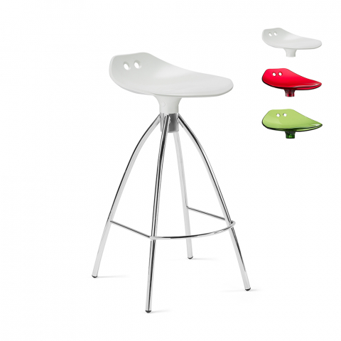 Frog Scab barstol med fodstøtte lavet af stål og farvet polycarbonat h65 Kampagne