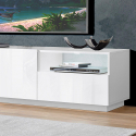 Vega Stay tv bord hvid lav skænk 150 cm med 1 skuffe og 2 skabslåger Rabatter