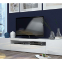 Daiquiri White L tv bord hvid lav skænk 200 cm med 2 skabe og 1 klaplåge Mængderabat