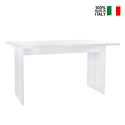 Bologna blankt hvidt spisebord træ 160x90 cm rektangulær til stue køkken På Tilbud