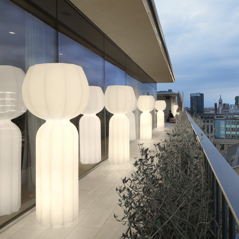 Cucun Slide gulvlampe 190 cm høj blomsterformet plast lampe led lys Kampagne