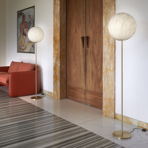 Bordlampe gulv stilk kugle marmor effekt design Slide Mineral Stand Kampagne