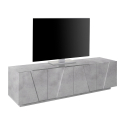 Ping Low L Concrete TV bord betonfarvet lav skænk med 2 rum og 4 låger På Tilbud