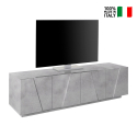 Ping Low L Concrete TV bord betonfarvet lav skænk med 2 rum og 4 låger Tilbud
