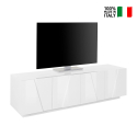 Ping Low L TV bord skab blank hvid lav skænk 162 cm med 2 rum og 4 låger Tilbud