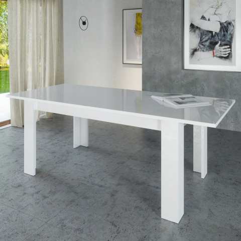 Lille blankt hvidt spisebord 90x160cm bord med udtræk 210cm Jesi Long