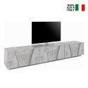Ping Low XL Concrete TV bord betonfarvet lav skænk med 3 rum og 6 låger På Tilbud