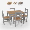 Rusticus træ bord sæt: 4 træ stole og 75x80cm spisebord i udvalgte farver Tilbud