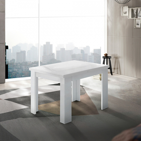 Jesi Liber lille blankt hvidt spisebord 90x90cm bord med udtræk 180cm