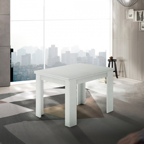 Jesi Liber Wood lille hvidt spisebord 90x90cm bord med udtræk til 180cm Kampagne