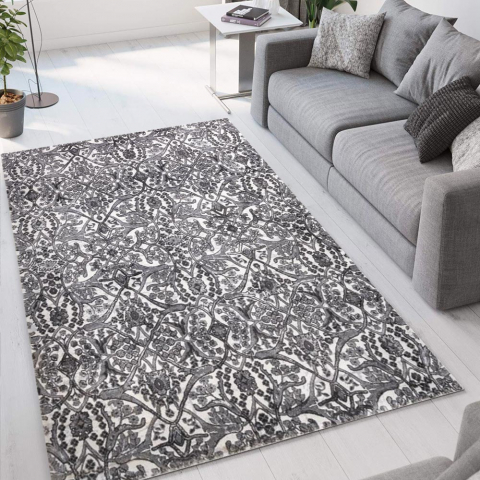 Double GRI003 rektangulær grå design tæppe til under spisebordet og sofa Kampagne