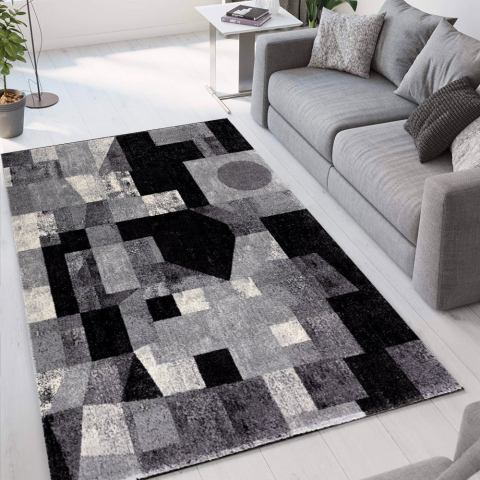 Milano GRI012 rektangulær grå design tæppe til under spisebordet og sofa Kampagne