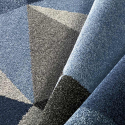 Milano BLU016 rektangulær blå design tæppe til under spisebordet og sofa Tilbud