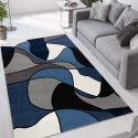 Milano BLU015 rektangulær blå design tæppe til under spisebordet og sofa Kampagne