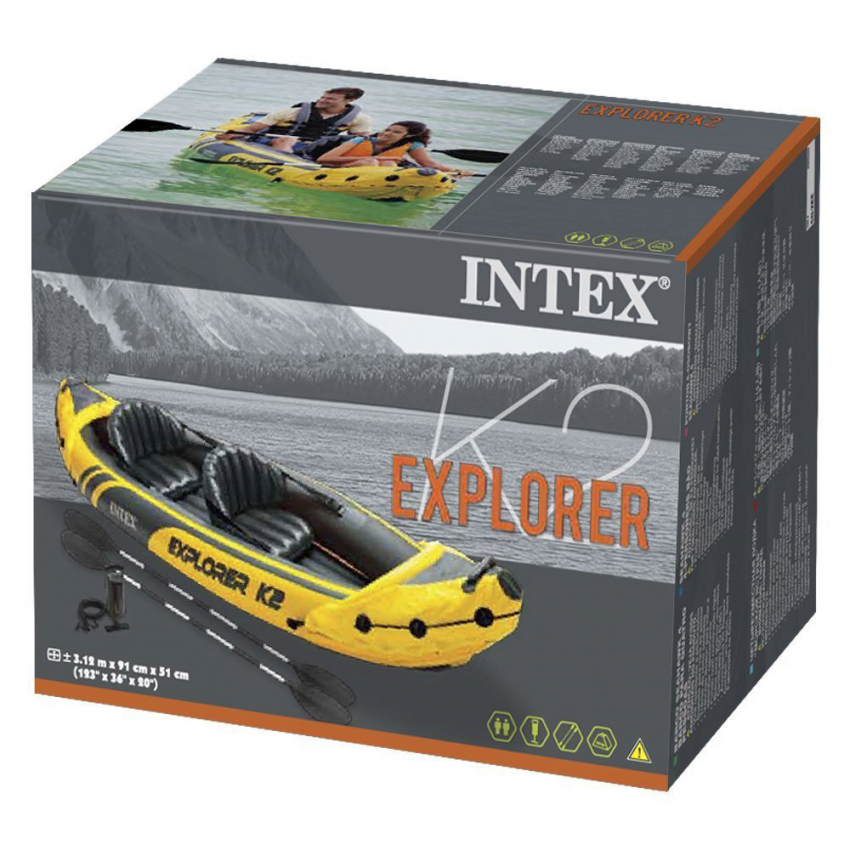 Intex 68307 Challenger K2 oppustelig kajak 2 med rygstøtte