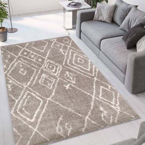 Marrakesh GRI02MK firkantet allergivenligt tæppe under spisebordet sofa Kampagne