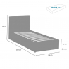 Basel Twin enkelt seng 80x190 cm stofbetrukket med lameller og opbevaring 