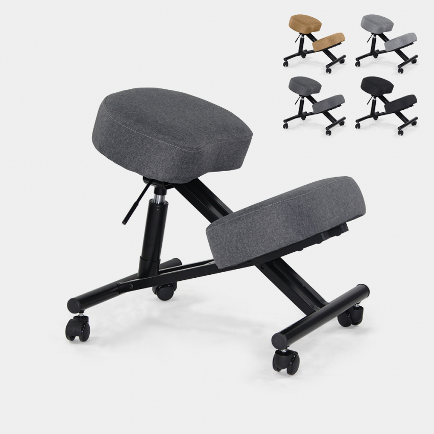 Balancesteel Lux ergonomisk knæstol kontorstol højdejuster i stål stof På Tilbud
