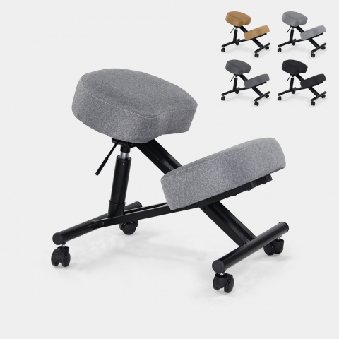 Balancesteel Lux ergonomisk knæstol kontorstol højdejuster i stål stof