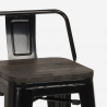 Steel Wood Top barstol industriel stil træ sæde og ryglæn lakeret stål 
