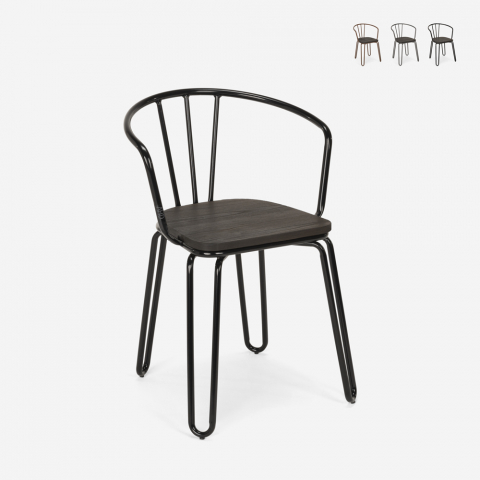Ferrum Arm AHD spisebords stol industrielt metal design armlæn træ sæde